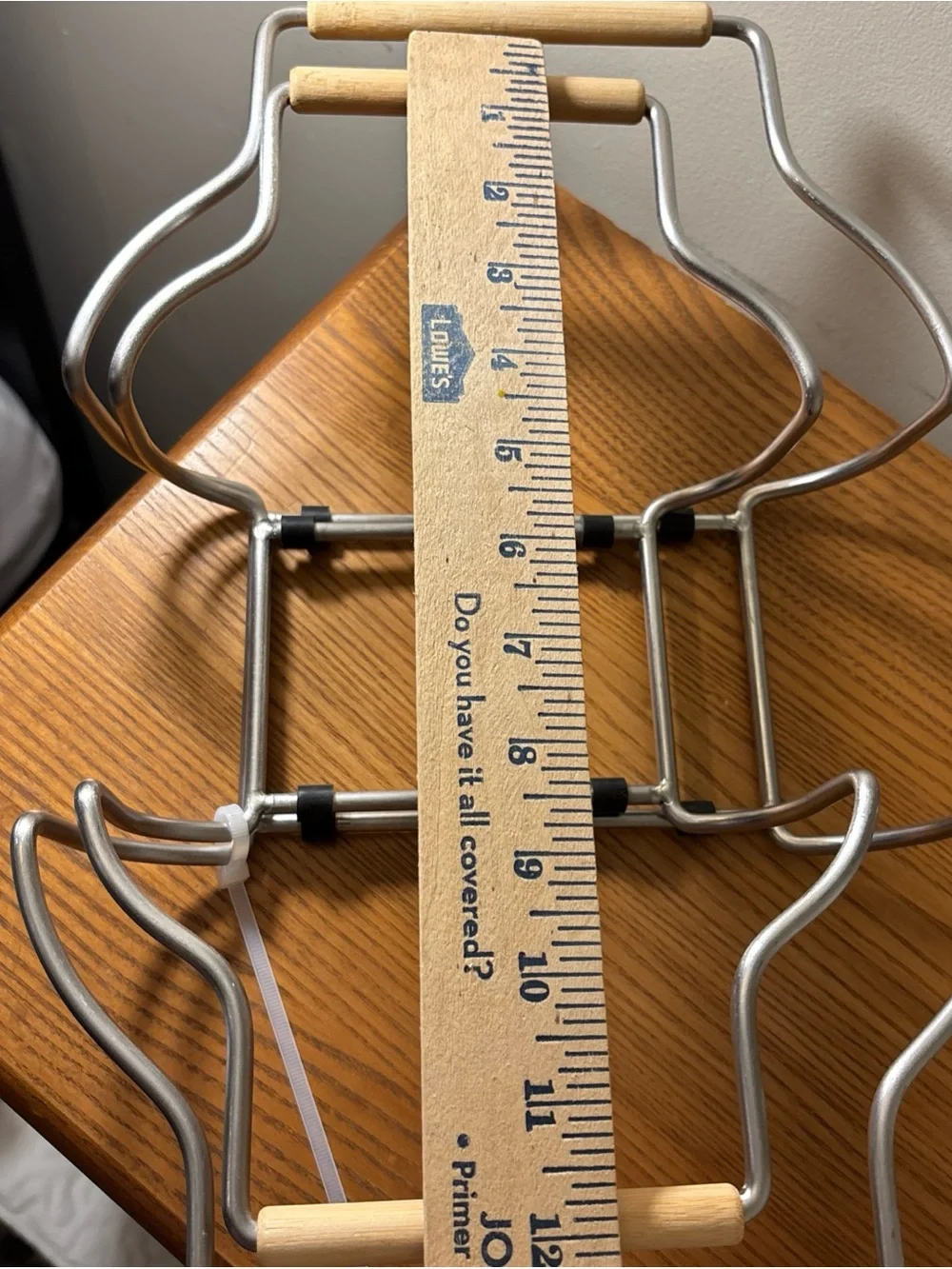 Folding Metal Stand with Wooden Grips - Silver and Light Wood